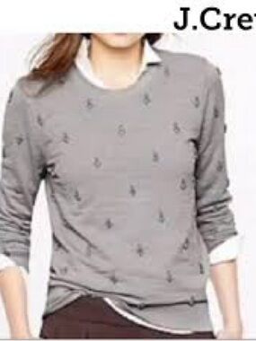 J.Crew Grey Hand-Applied Jeweled Embellished Sweatshirt Size XL